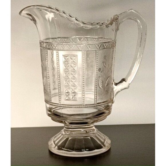 EAPG Antique Bryce Brothers Glass Pitcher Forget Me Not Water Pitcher Victorian - Picture 11 of 11